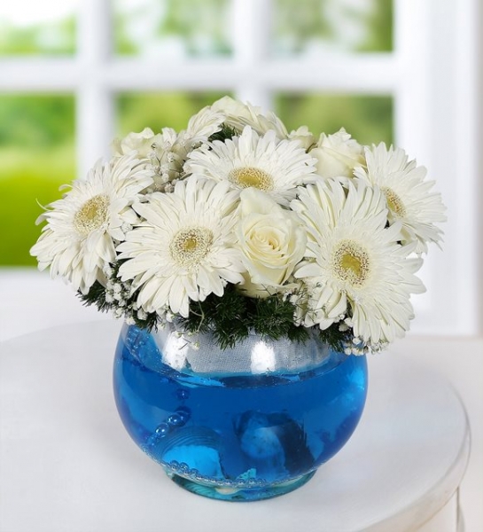 Hoş Geldin Erkek Bebek Kürede Gerbera ve Güller